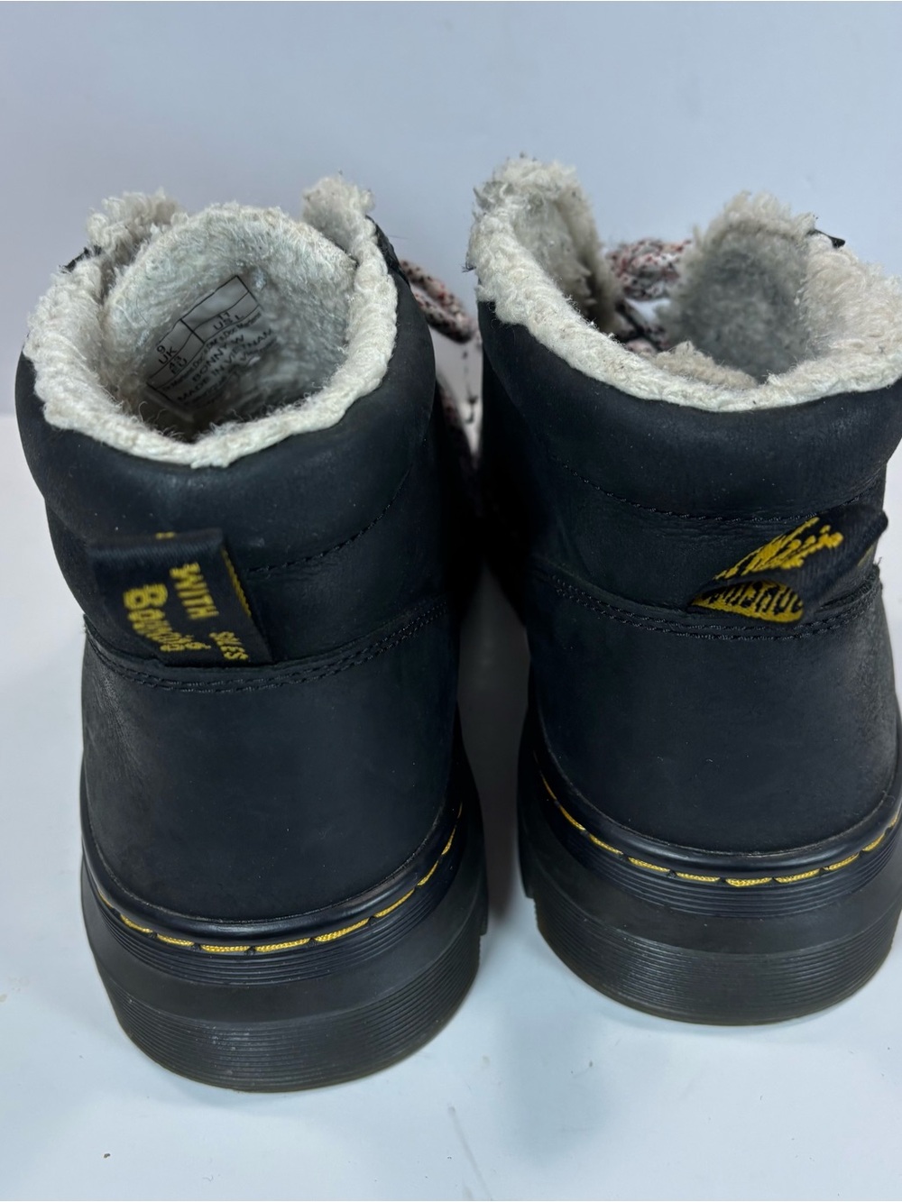 Dr. Martens Womens Sz 11 Bonny Black Leather Shearling Lined Ankle Lace Up Boot - Picture 7 of 10